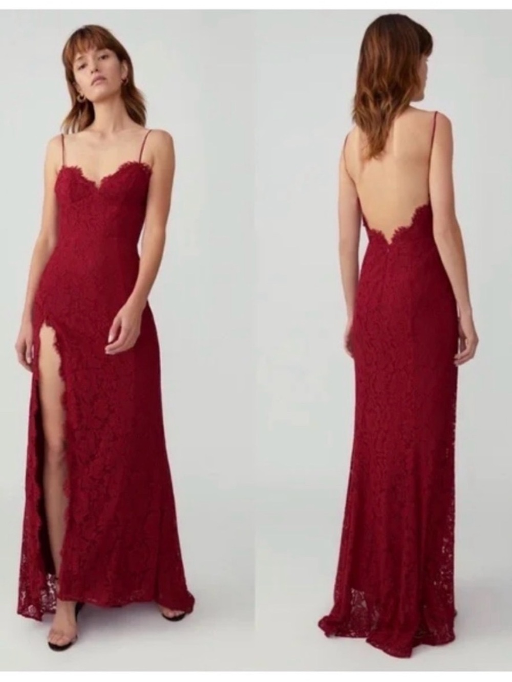 Fame and Partners Light Pink Lace Spaghetti-Strap Maxi Dress